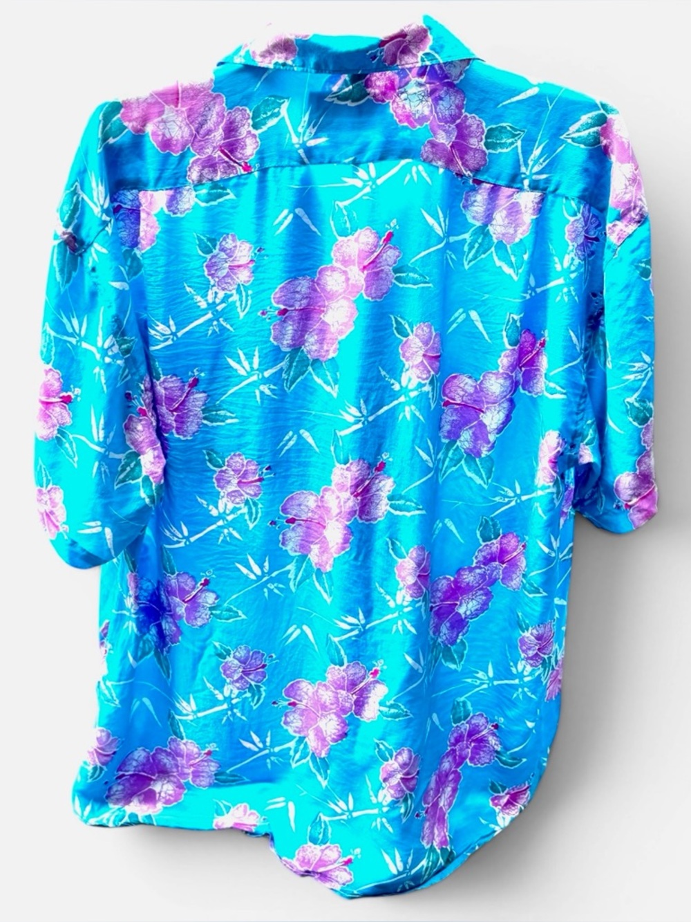 Vintage 100% Silk Tropical Shirt Size Medium Floral Hawaiian Retro Vacation Wear - Picture 2 of 6